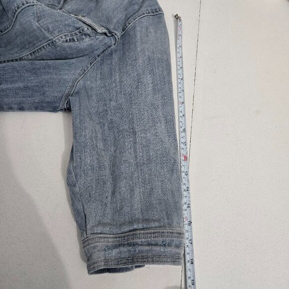 Torrid Crop Denim Jacket Light Wash Sz 3X Stretch 3/4 Sleeve Button Up Collared - Picture 9 of 12